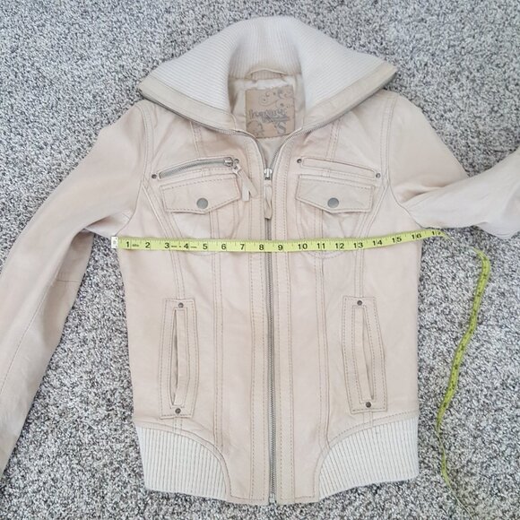 Genuine Leather Bomber Moto Jacket by Stradivarius Size XS 0 2 - Picture 7 of 11